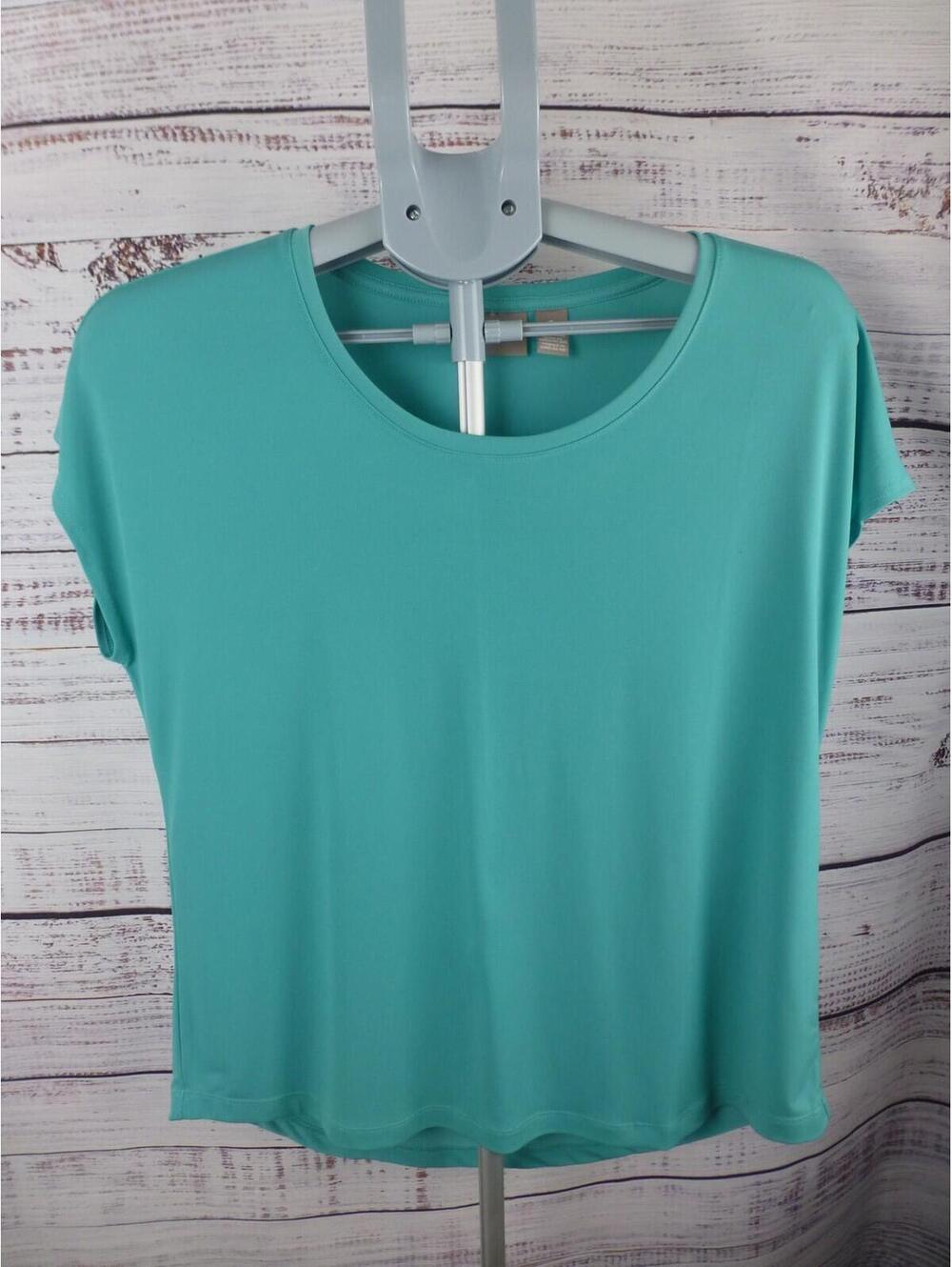 Chico's Women's Teal Scoop Neck Relaxed Fit Dolman Sleeve Top Sz 1 Medium K2